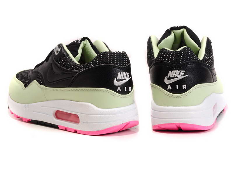 Nike Air Max 1 87 fourrure Chaussures Hommes Noir Feu vert rose (3)